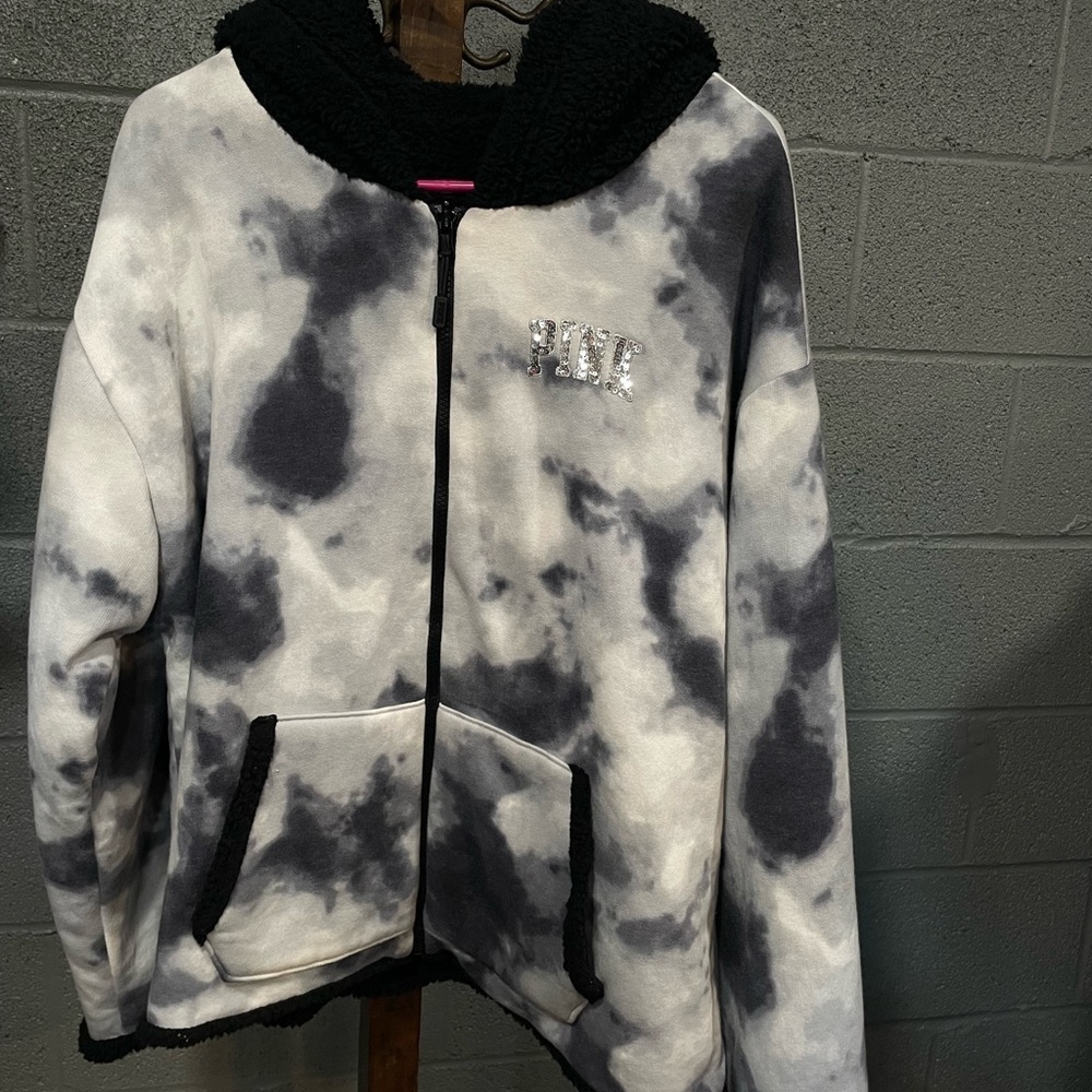 PINK Victoria's Secret  Black and White Tie-Dye Jacket